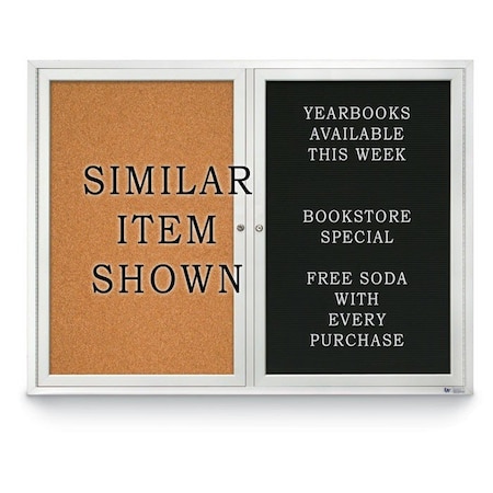 United Visual Products Indoor Enclosed Combo Board, 72"x36", Satin Frame/Black & Surf UVCB7236-BLACK-SURF